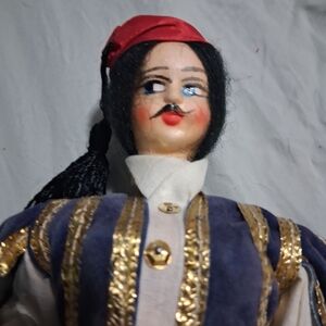 Greek Doll Traditional Doll with Red Hat and Gold Accents